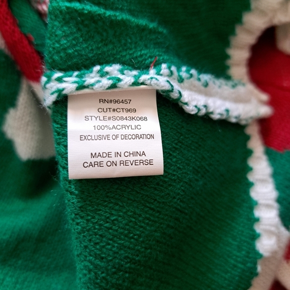 BORN FAMOUS Christmas Holiday fun long sleeve dress pom poms candy canes JNR LG - Picture 8 of 8